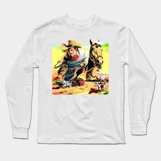 Desert Buffalo Bill Western Robbery Cowboy Retro Comic Long Sleeve T-Shirt